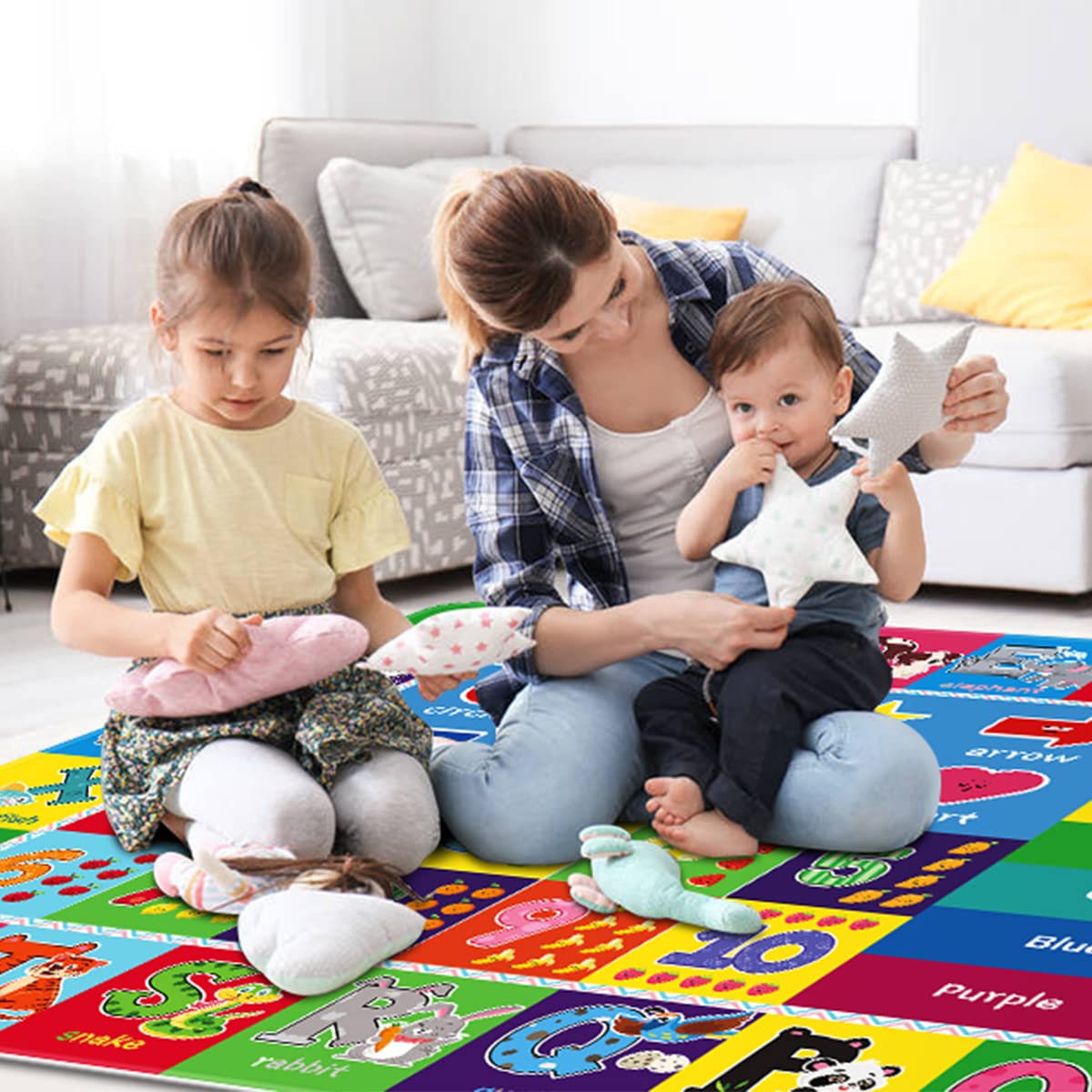 Kentaly 5X7 ABC Kids Rugs for Playroom - Play Mat with ABC Alphabet, Numbers & Colors Educational Rug for Kids Room, Classroom, Daycare, Preschool - Playmat for Boys and Girls (78.7X 59 Inch)