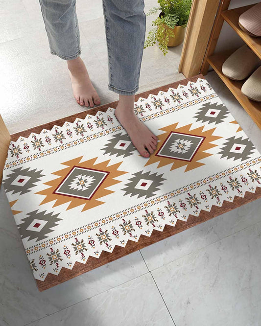 Doormat Bathroom Rugs 16x24in, Aztec Boho Stripe Ethnic Style Non Slip Door Mat Soft Absorbent Bath Mat, Abstract Geometric Art Entry Mat Indoor Doormats for Bathroom Bedroom Living Room
