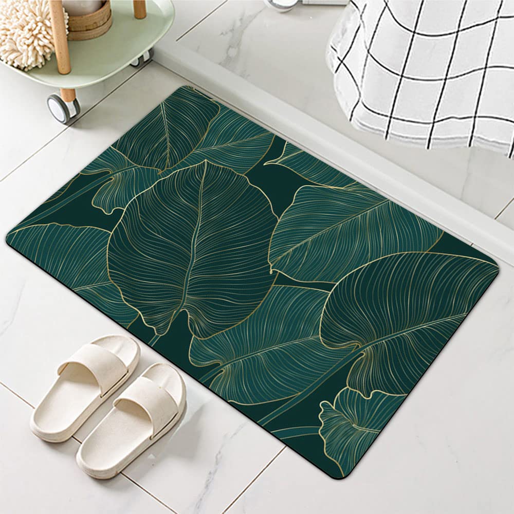ZHUZHISHAN Diatomaceous Earth Bath Mat,The Leaves Non-Slip Volume Super Absorbent Fast Drying for Bathroom Kitchen Door mat,Eco-Friendly Easy to Clean 16×24Inch (40 * 60cm)