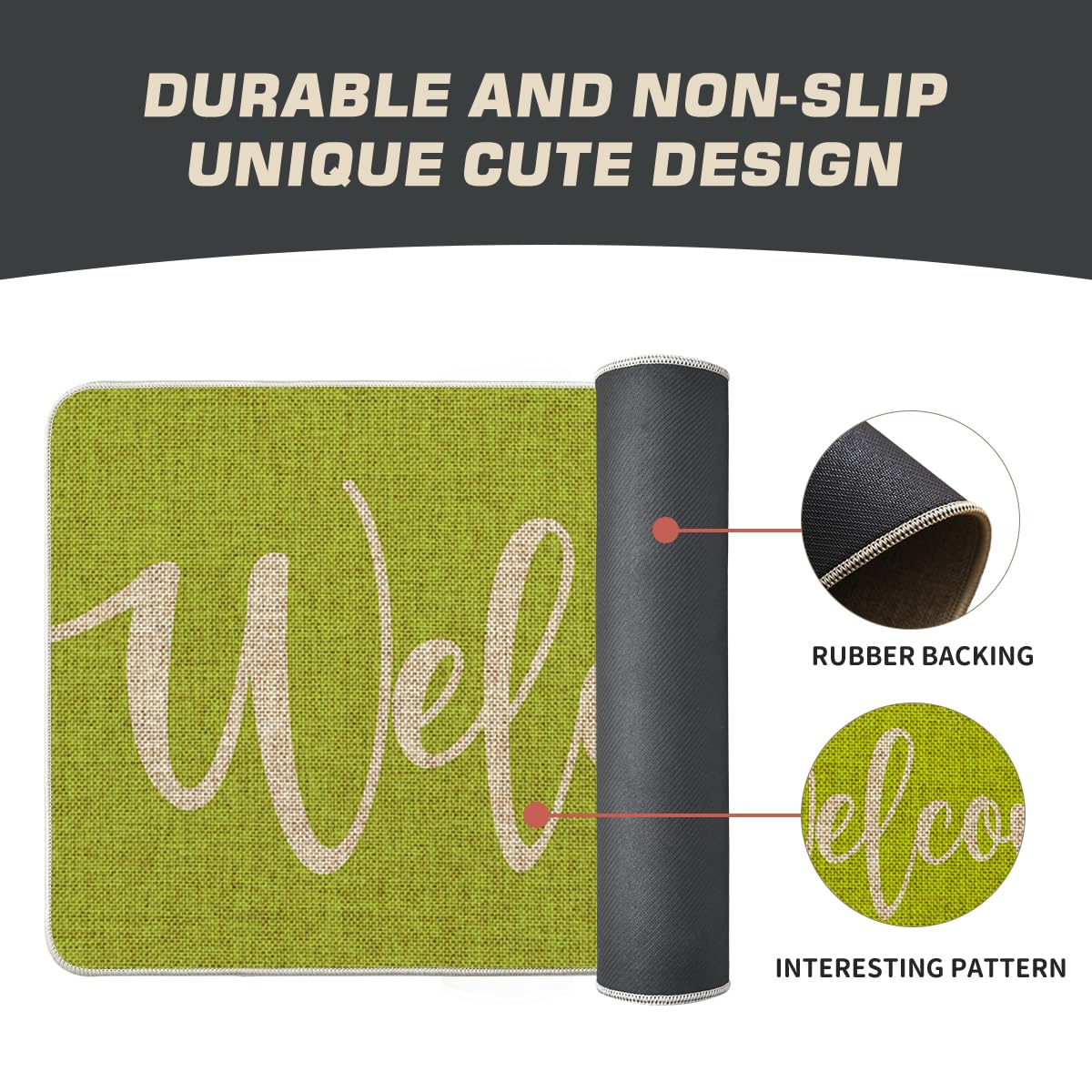 Artoid Mode Green Welcome Spring Doormat, Home Summer Decor Switch Rug Door Mat Floor Mat 17x29 Inch