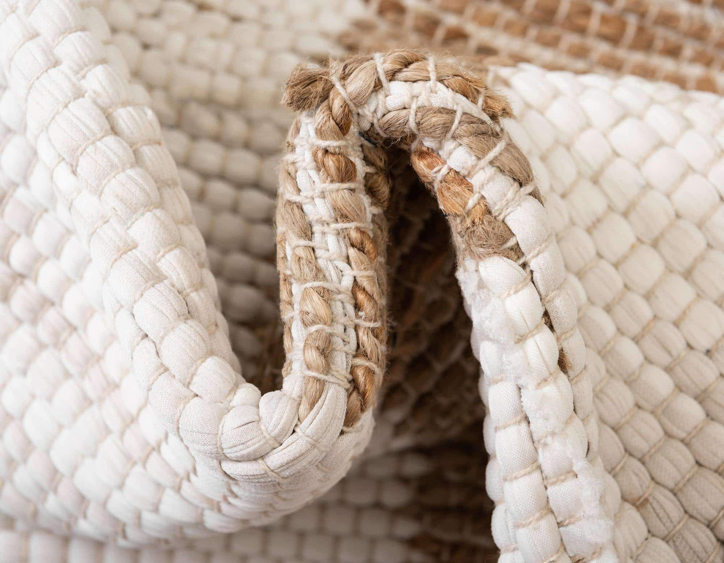 Unique Loom Chindi Jute Collection Area Rug (5' 1" x 8' Rectangle, White and Natural/ Natural)
