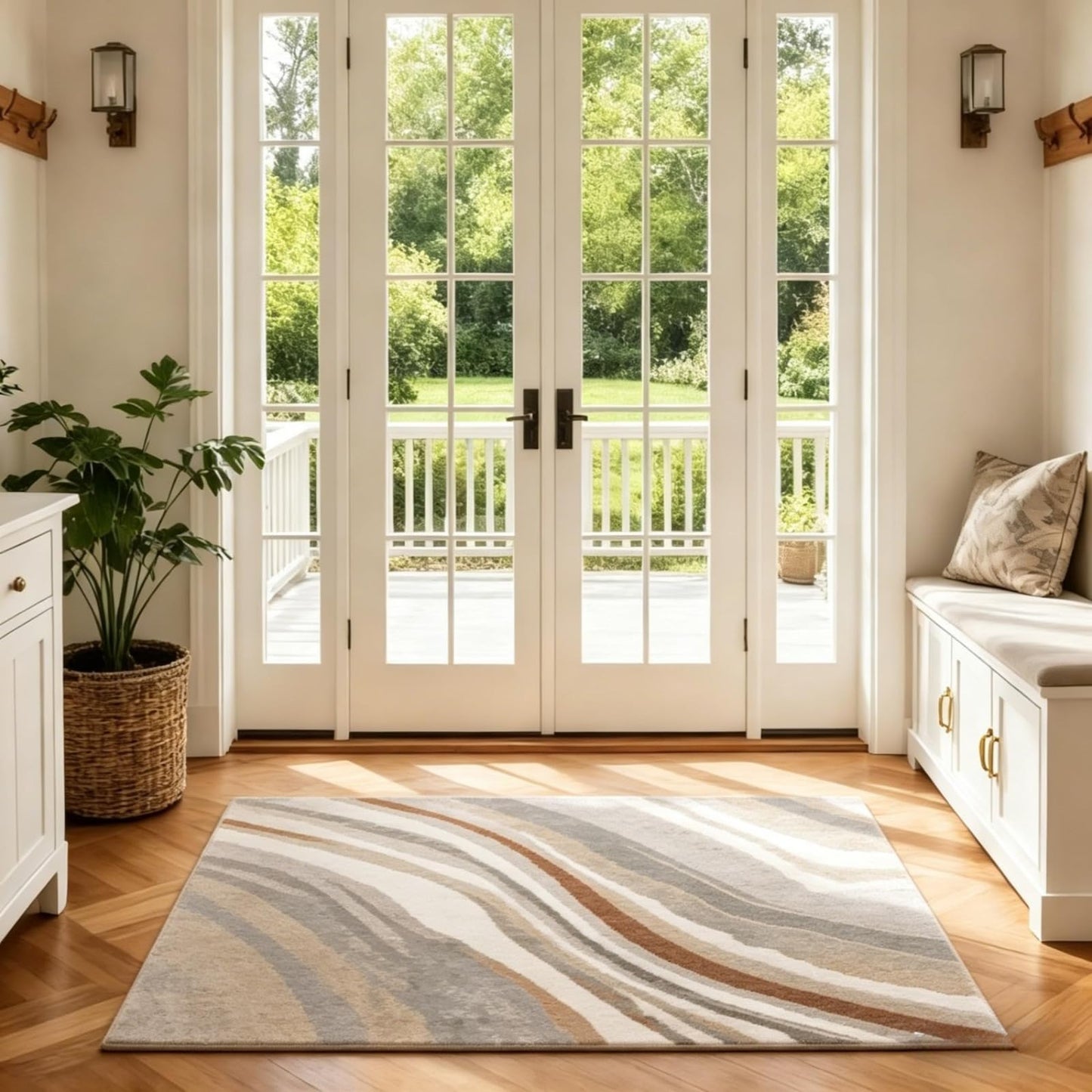 RICKY SERRA 2x3 Washable Doormat, Non-Slip Rug for Front Door, Bathroom & Kitchen - Low Pile Indoor/Outdoor Mat with Rubber Backing, Modern House Design