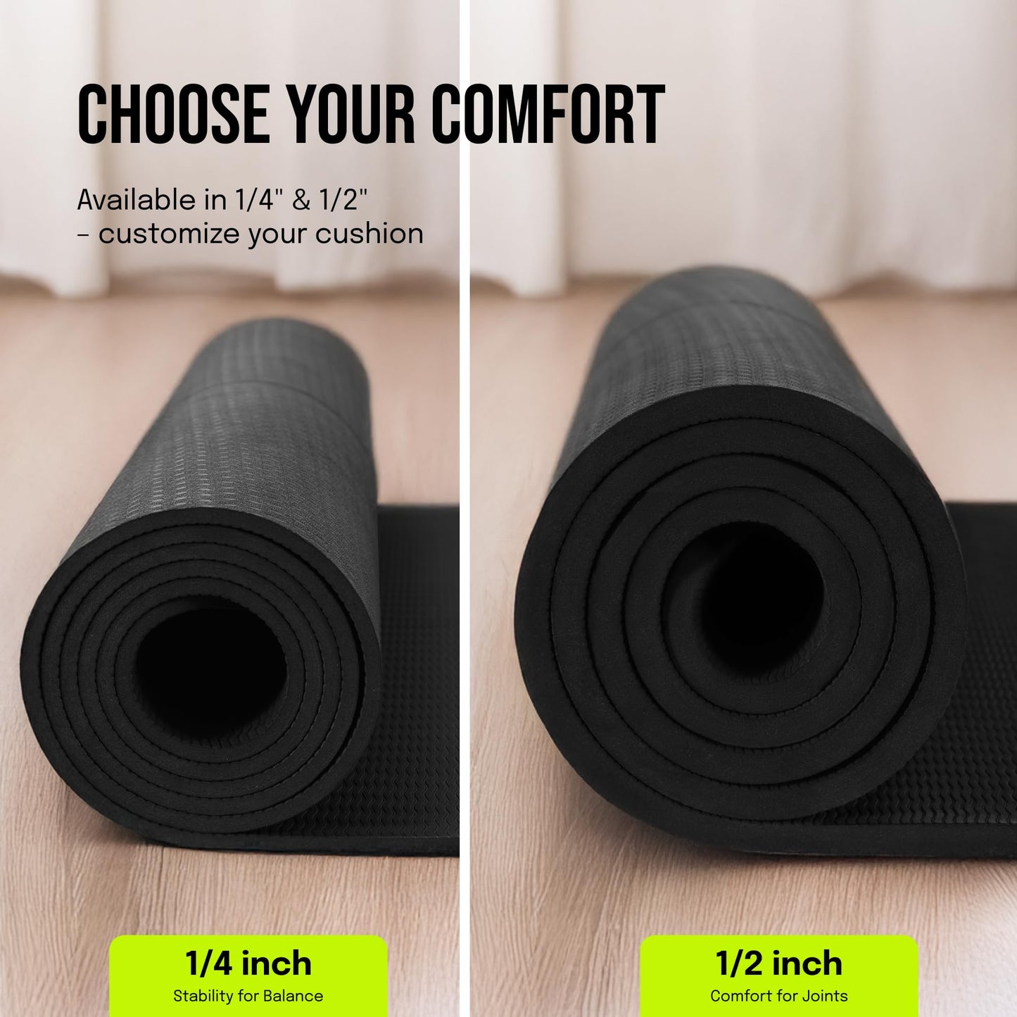 Gogokiwi Extra Wide Yoga Mat for Men Women (72"L x 36"W x 1/4" Thick) Non Slip Fitness & Exercise Mat with Alignment Marks for Yoga, Pilates, Floor Workouts