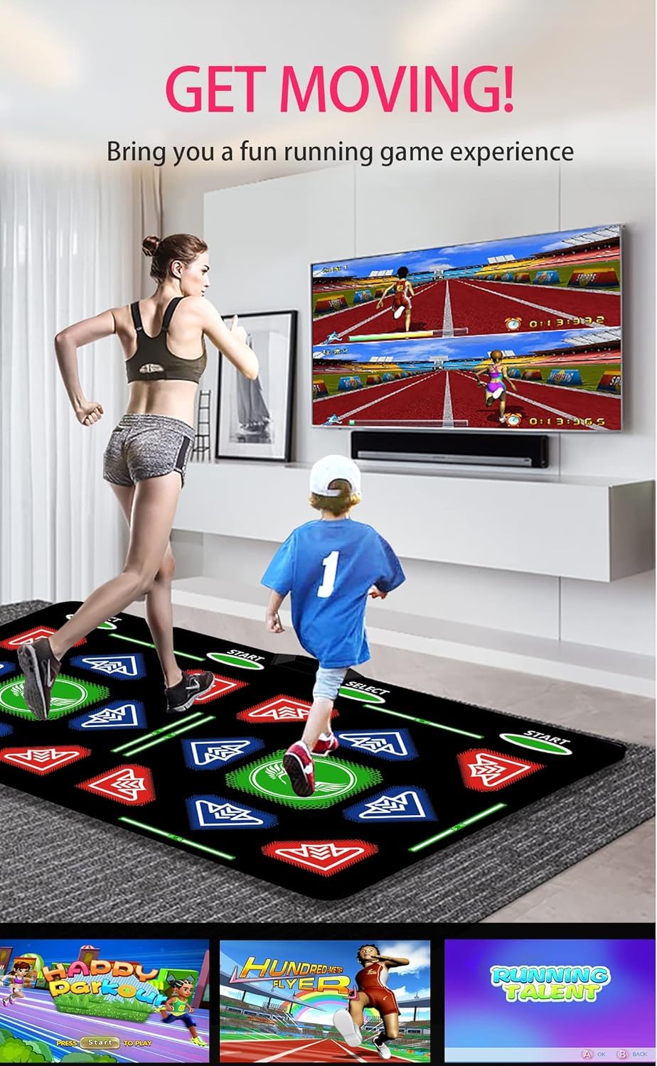 PVGX HDMI Musical Electronic Dance mat,a 64G Large Memory Card,885 Songs, Including 1000 Games,81 Music Videos,Dance pad for Single/Double Users, a Luxurious Gift for Boys and Girls,Flannel Material