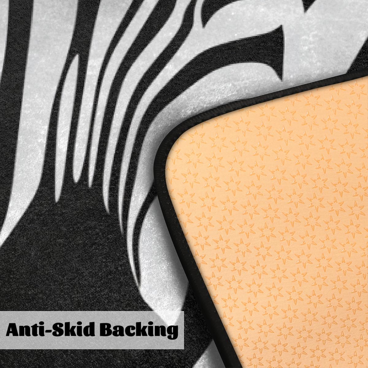 Black White Zebra Print Kitchen Rug Mats Anti Fatigue, Non Slip Doormat Comfort Standing Mat for Indoor Entryway Bedroom Garage Floor 39"x 20"