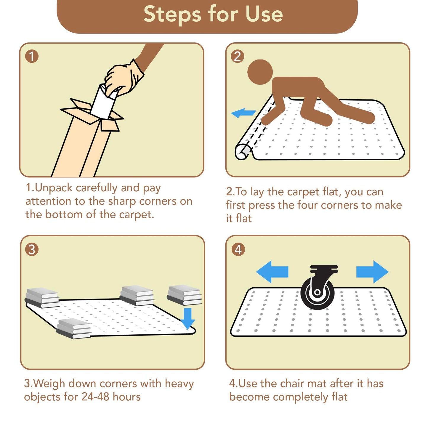 Office Chair Mat for Low Pile Carpet with Lip, 45" x 53" Clear Plastic Floor Protector, Heavy Duty Desk Chair Mat for Rolling Chairs, Smooth Glide Computer Mat for Home Office