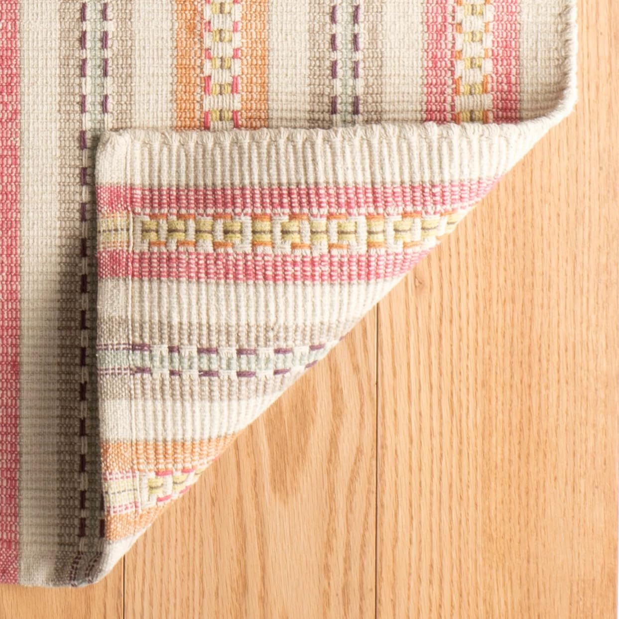 Dash & Albert x Kit Kemp Long Slade Spice Handwoven Cotton Rug, 2 X 3 Feet, Multi Stripe Pattern - Premium Luxury Hotel Quality Soft Breathable Hypoallergenic Machine Washable Easy Care All Season