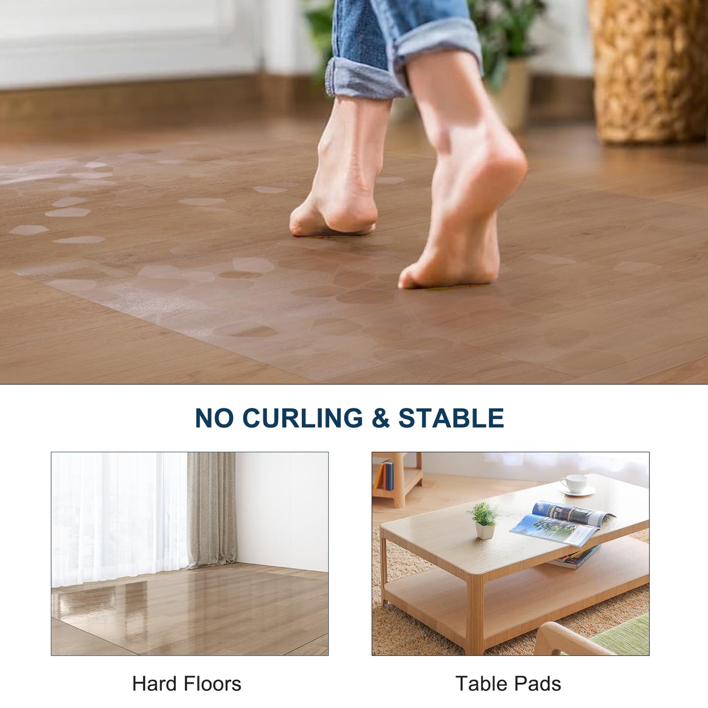 FURKIT Clear Area Mat for Hard Floors, 4'×6' No Slip Vinyl Floor Mats for Under Dining Table, Pebble Patterned Waterproof Rug Protector for High Traffic Areas, Pet, Splat Mat
