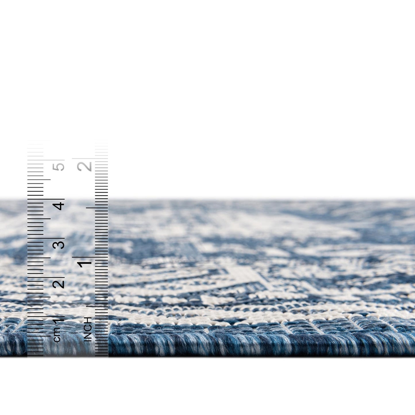 Rugs.com - Outdoor Aztec Rug – 9' x 12' Blue Indoor/Outdoor Rug – Washable Stain-Resistant Flatweave for Patios, Decks, and Porches