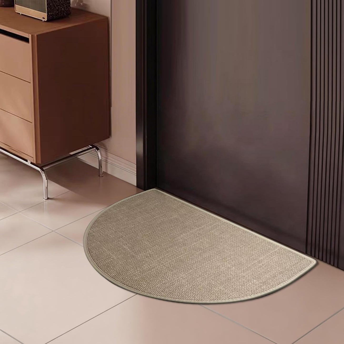 17.7" x 27.5" Dirt Trapper Door Mat, Non Slip Half Circle Indoor Door Mat, Low-Profile Washable Welcome Floor Mats, Rubber Backing Inside Doorma for Front Back Door and Entryway
