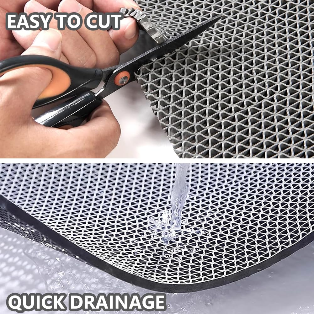 LITA Drainage Non Slip Flooring Mats Swimming Pool Bathroom Mat Anti-Fatigue PVC Mat Heavy Duty Commercial Anti Slip Floor Mats for Outdoor Balcony Garage Restaurant Sauna SPA (Gray, 3FTX8FT)