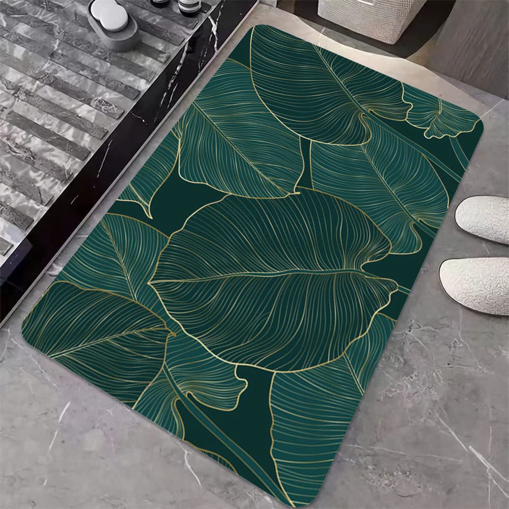 ZHUZHISHAN Diatomaceous Earth Bath Mat,The Leaves Non-Slip Volume Super Absorbent Fast Drying for Bathroom Kitchen Door mat,Eco-Friendly Easy to Clean 16×24Inch (40 * 60cm)