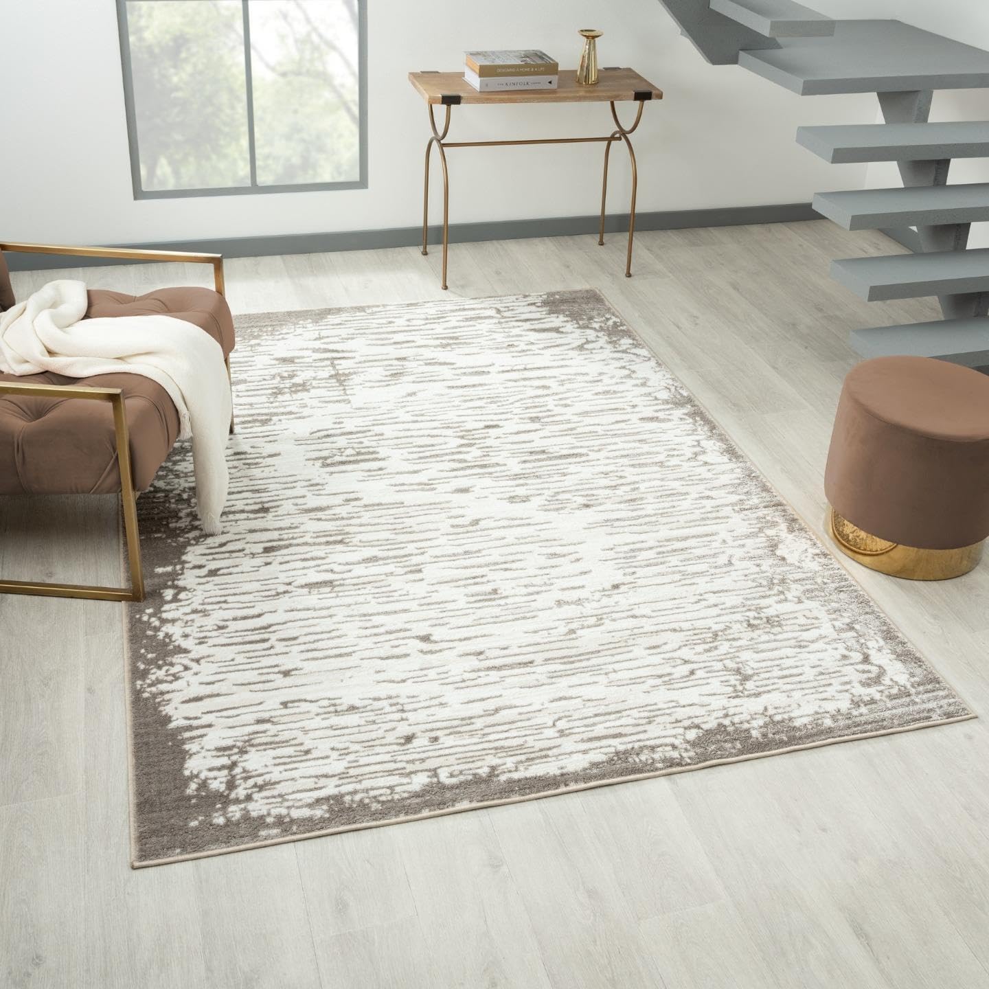 LUXE WEAVERS Artistic Metallic Gray 5x7 Area Rug, Plush Abstract Textured Living Room Carpet