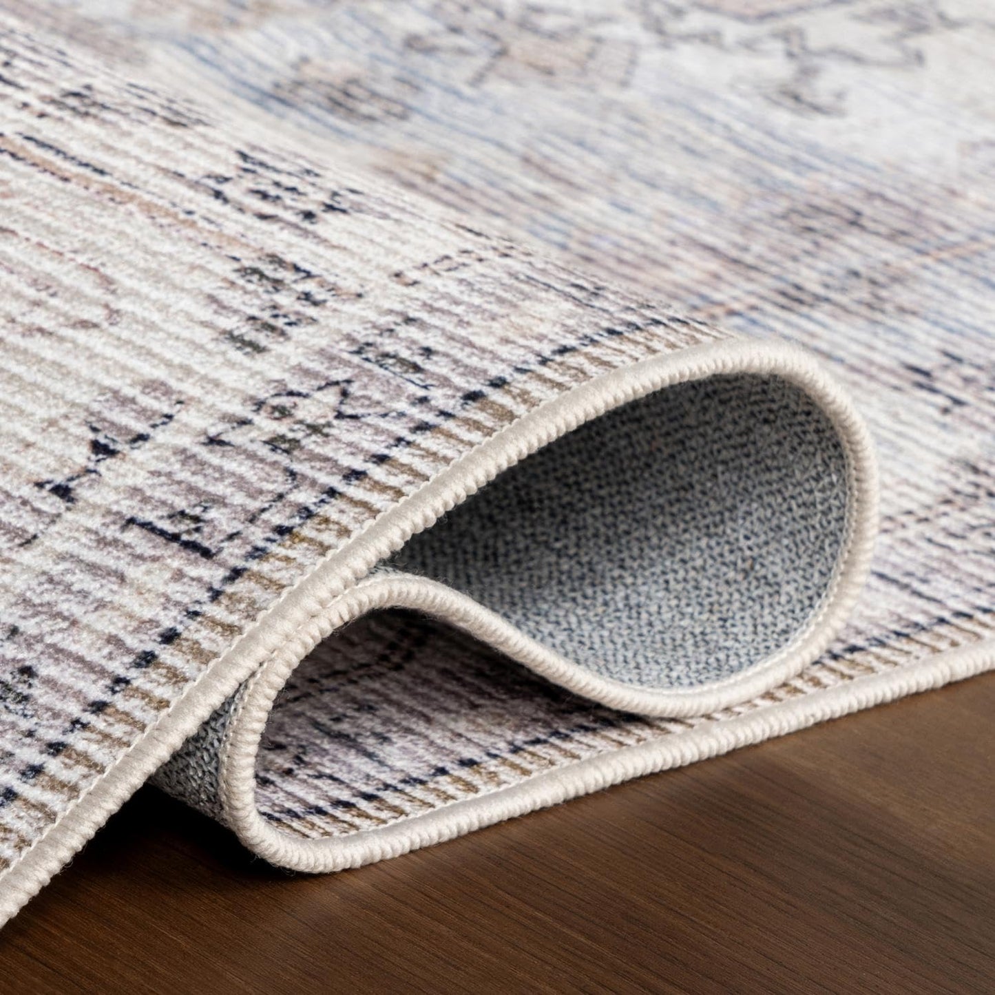 Nuloom Splashguard Kaleen Grey/Ivory, 5' x 8', Vintage, Soft and Cozy, High Traffic, Stain Resistant, Easy Clean, Durable, Machine Washable Area Rug for Bedroom, Living Room, Dining, Den, Foyer