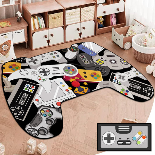 Lacut Gaming Area Rugs, Teen Boys Game Controller Shape Carpet Gamer Rugs for Boy’s Bedroom, Non-Slip Gamepad Rug for Children Playroom Living Room Game Room (Gamepad 1, 60" x 40")
