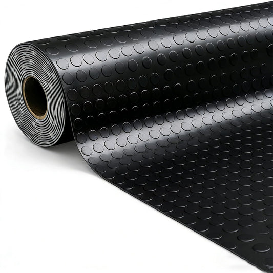 Nisorpa 16.4 x 3.3 FT Garage Floor Mat 1/8" Thick Garage Flooring Roll Heavy Duty Coin-Grip Rubber Flooring Rolls Waterproof Non-Slip Car Parking Mat Floor Protector Mat for Garage, Industry, Workshop