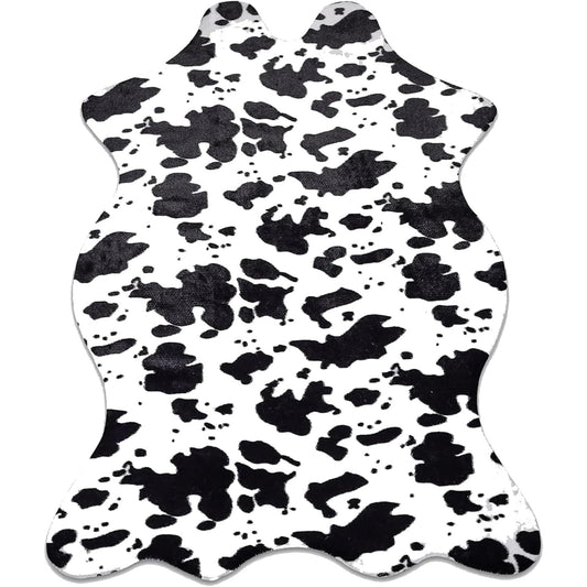 CZYHMNK Cow Print Rug Faux Cowhide Rug Cute Area Rug Fun Western Room Decor for Bedroom Living Room Non-Slip (43 inches x 29 inches)
