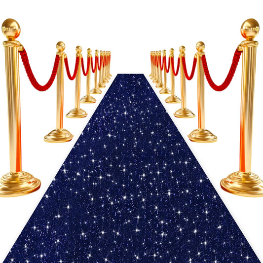 ROMANKAS Glitter Aisle Runner for Wedding Ceremony Navy Blue Aisle Runner 4ftx20ft Event Carpet Aisle Runners Sequin Aisles Runner Shimmer Carpet Runners for Party Baby Shower Bridal Reception Decor