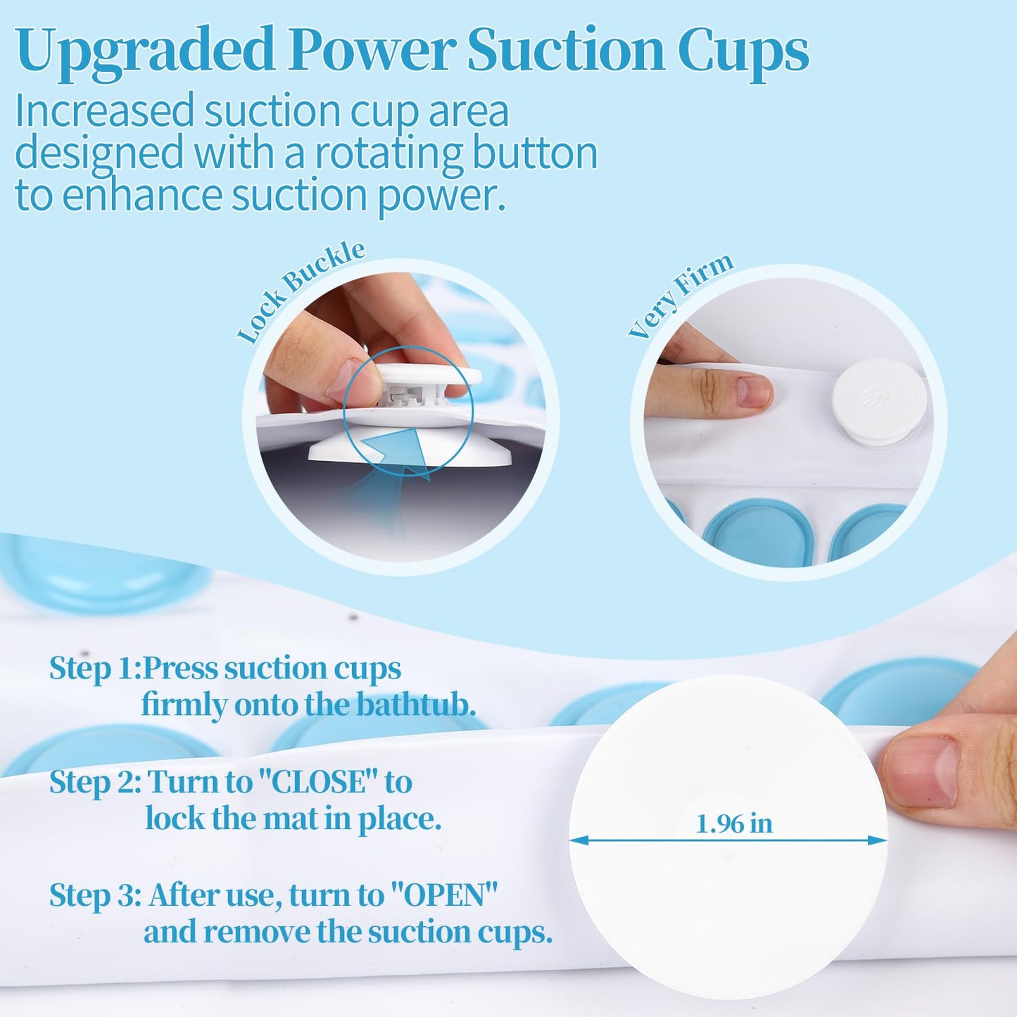 Crossing King Portable Spa Bubble Bath Massager - Bubble Bath Mat Tub Spa Massager with Upgraded Powerful Suction Cup, Electric Air Pump, Pillow and Remote Control for Relaxation, 45 * 17in (Blue)