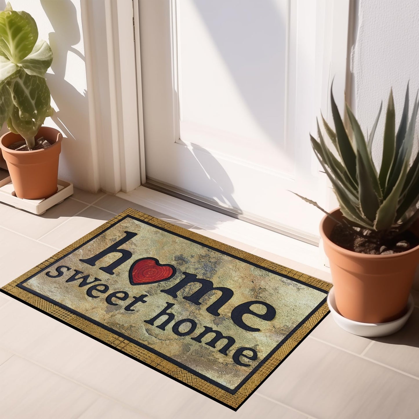 CHICHIC Door Mat Welcome Mat 17x 30 Inch Front Door Mat Outdoors for Home Entrance Outdoors Mat for Outside Entry Way Doormat Entry Rugs, Heavy Duty Non Slip Rubber Back Low Profile, Ink Home