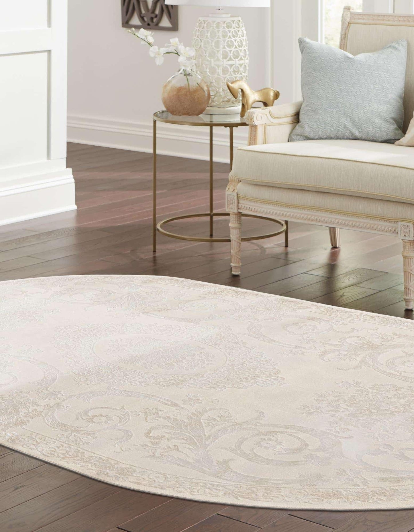 Unique Loom Finsbury Collection Area Rug - Diana (5' 3" x 8' Oval, Ivory/ Beige)
