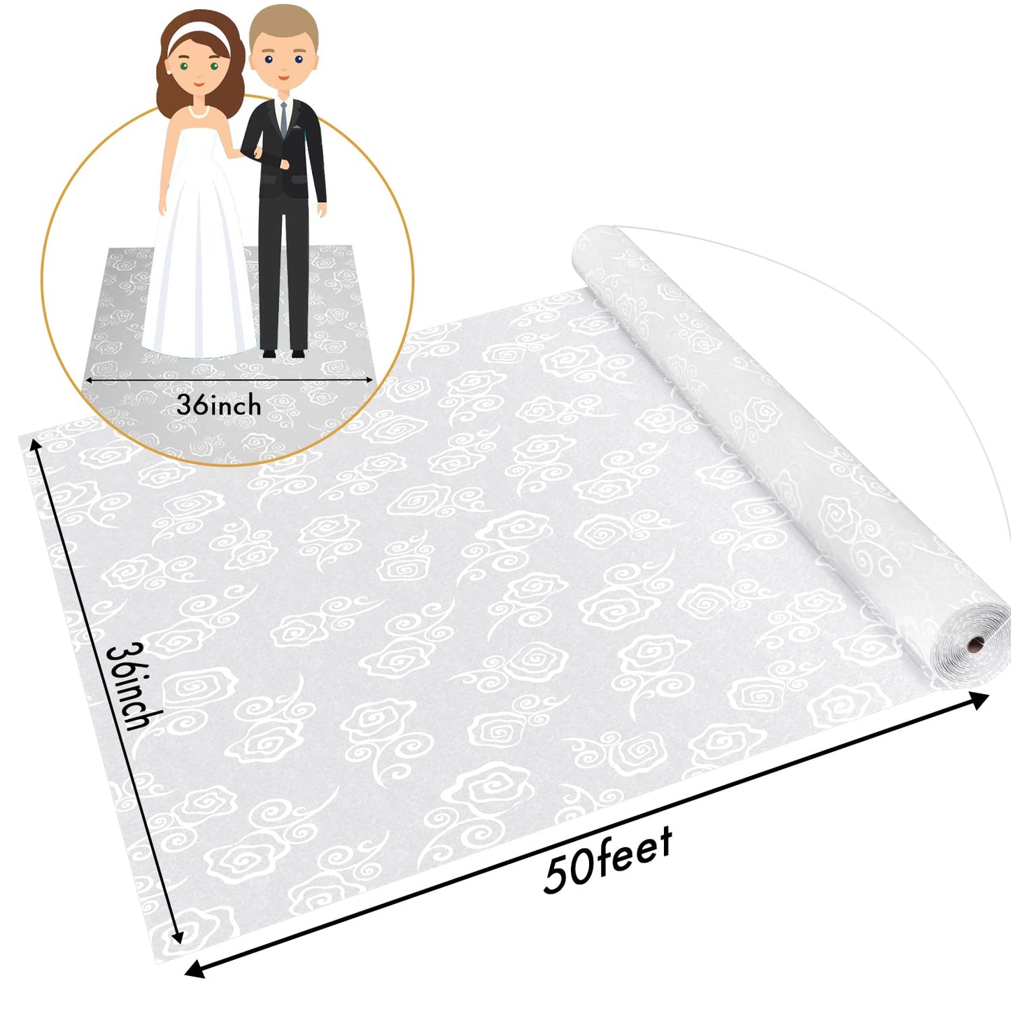 FrenzyBird Thickened Aisle Runner, Rose, 3x50 Feet