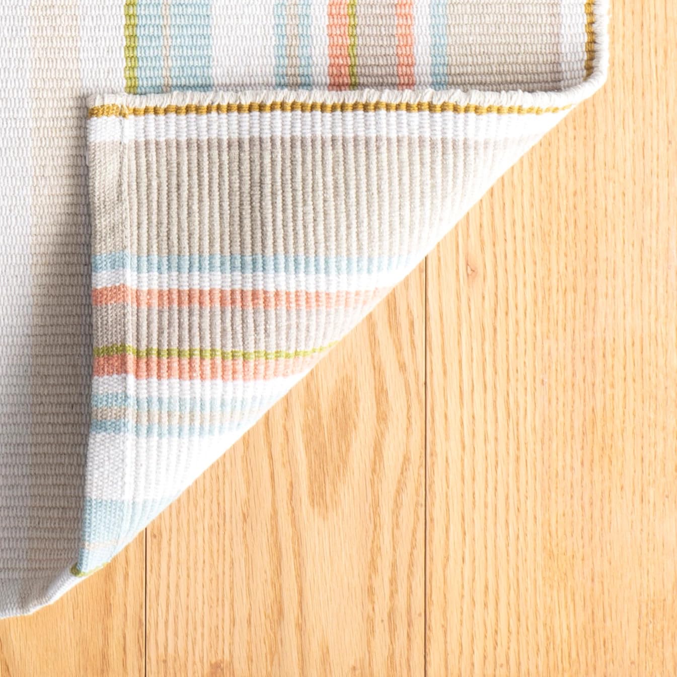 Dash & Albert Daphne Stripe Sky Handwoven Cotton Rug, Runner-2.5 X 8 Feet, Multi Stripe Pattern - Premium Luxury Hotel Quality Soft Breathable Hypoallergenic Machine Washable Easy Care All Season