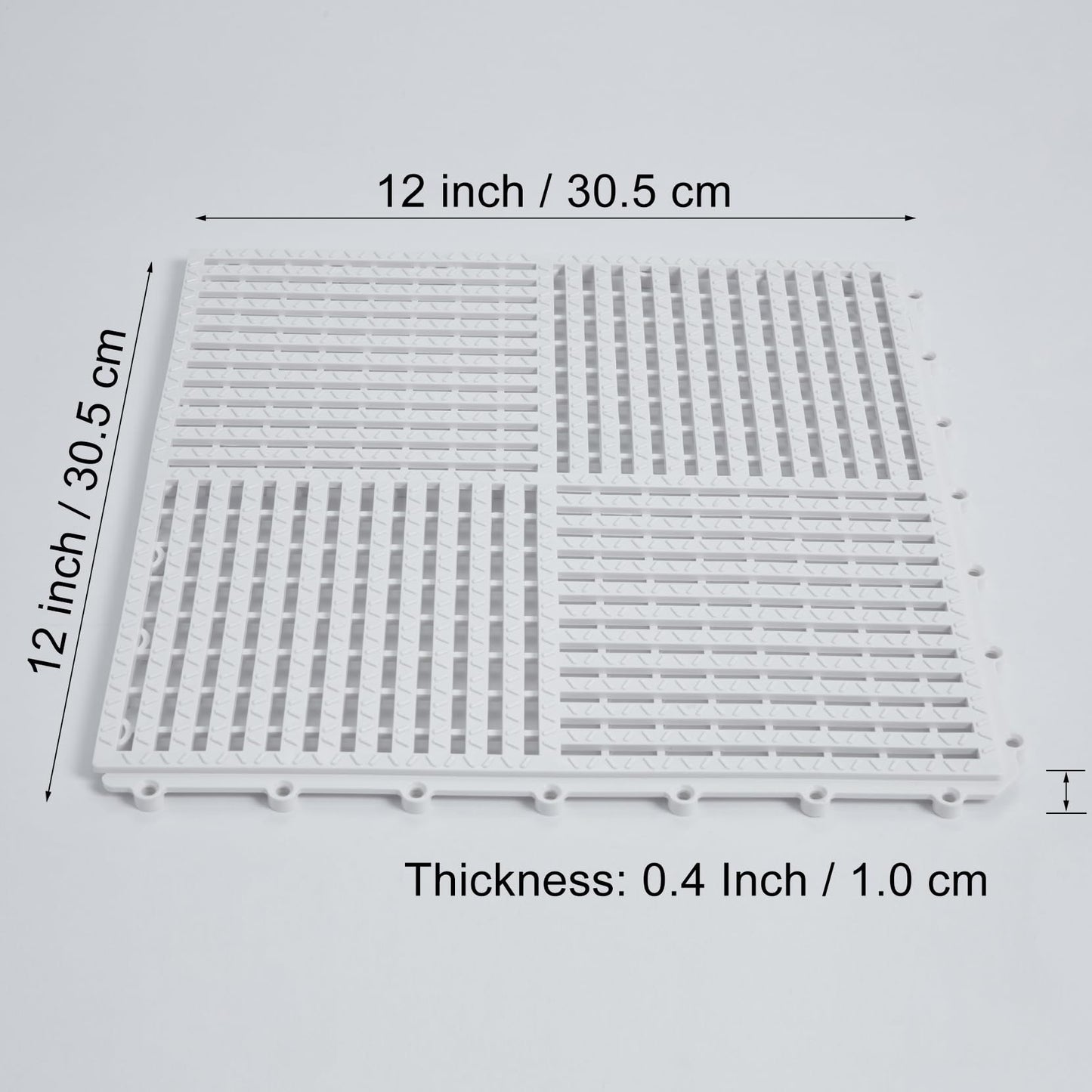 wiiiw 9 Pack Modular Interlocking Tiles Double Non-Slip 12"x12" White