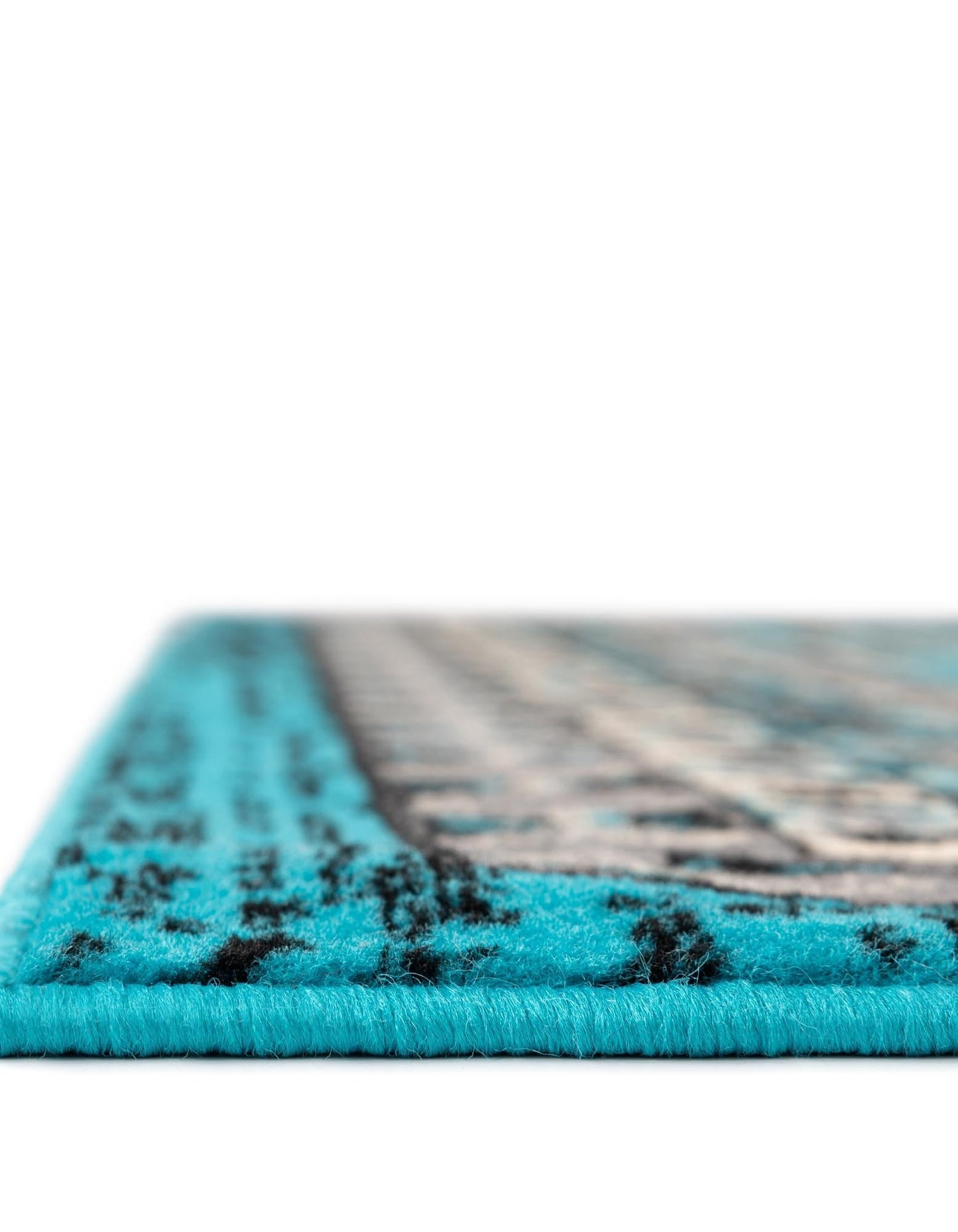 Unique Loom Taftan Collection Border Geometric Tribal Inspired Design Area Rug (6' 0 x 9' 0 Rectangular, Turquoise/ Gray)
