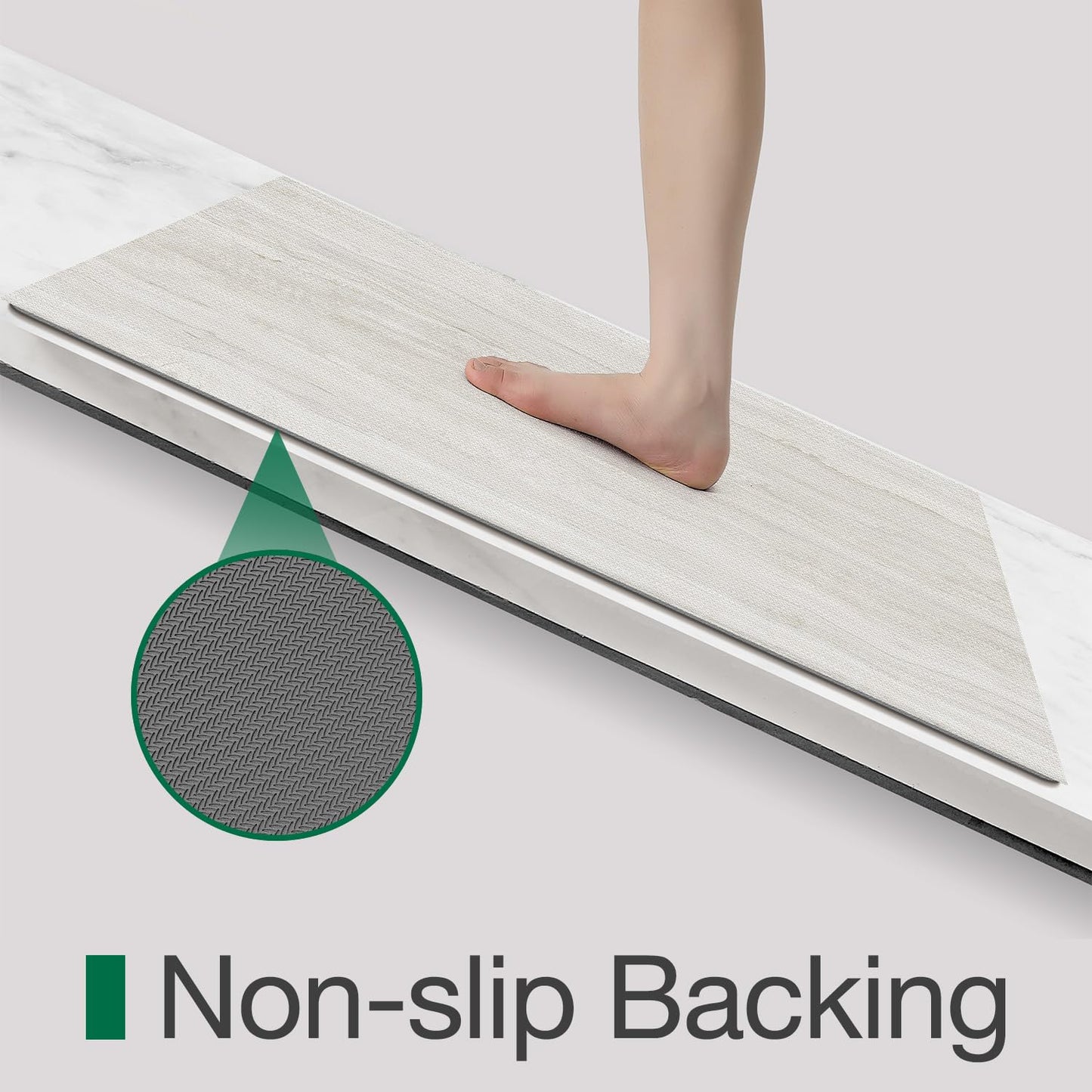 LUMI Ultra Thin Bath Mat, Super Absorbent Quick Dry Bathroom Rugs, Non-Slip Bathroom Mats, Marble Bathmats Fit Under Door, Bathtub, Sink, Shower Room, 24"x36", Light Grey