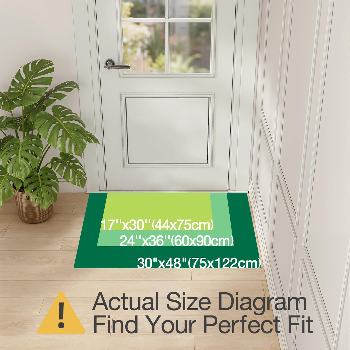 LUMI Inside Door Mat for Entry 24''x36'', Absorbent, Dirt Trapper, Low Profile Thin, Non Slip Mats with Rubber Backing, Ideal for Indoor, High Traffic, Garage, Entrance, Checkered Beige