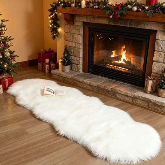 CKLZSAY Faux Fur Rug Runner 2x6 ft White - Machine Washable Super Soft Plush Shaggy Fluffy Area Carpet,Sheepskin Rug Fuzzy Floor Mat for Bedroom, Sofa,Living Room, Bedside, Nursery & Kids Room