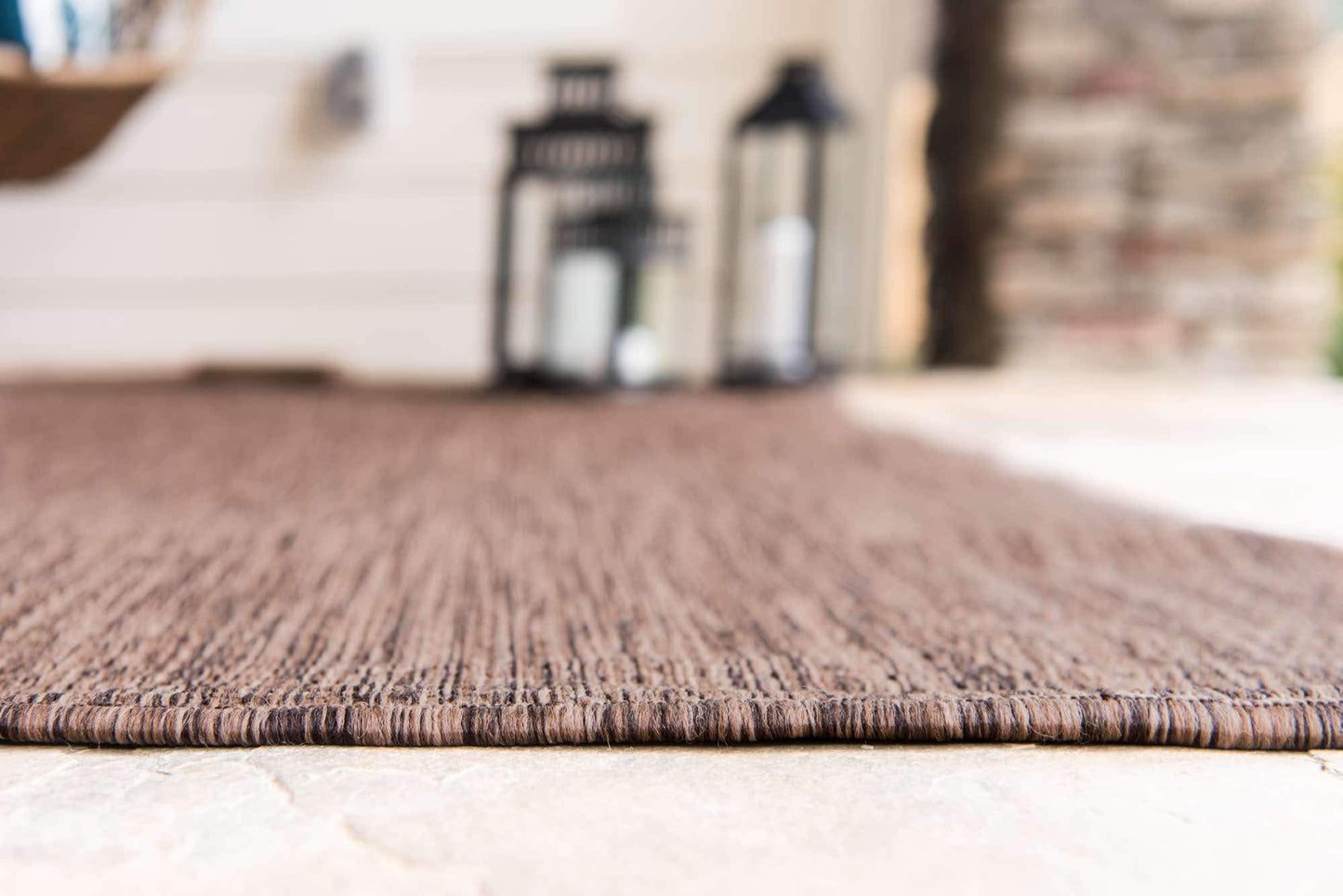 Unique Loom Collection Casual Transitional Solid Heathered Indoor/Outdoor Flatweave Area Rug (7' 1" x 10' Rectangle, Light Brown/Ivory)