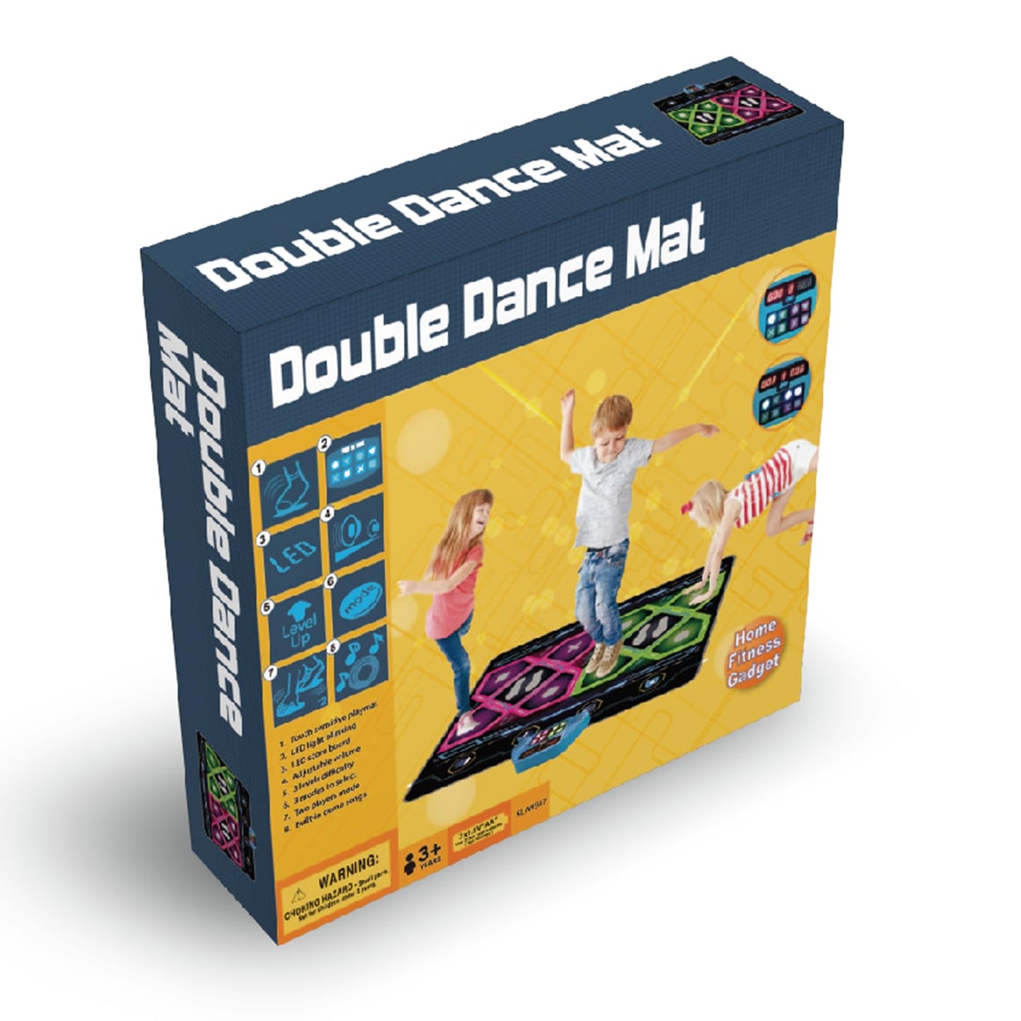RUNJIAER Kids 2-Player Dance Mat, Dance Pad with Music & Adjustable Volume, 3 Difficulty Levels, Non-Slip Rhythm Step Play Game Toy for Boys Girls Ages 3-9, Granddaughters Birthday Gift