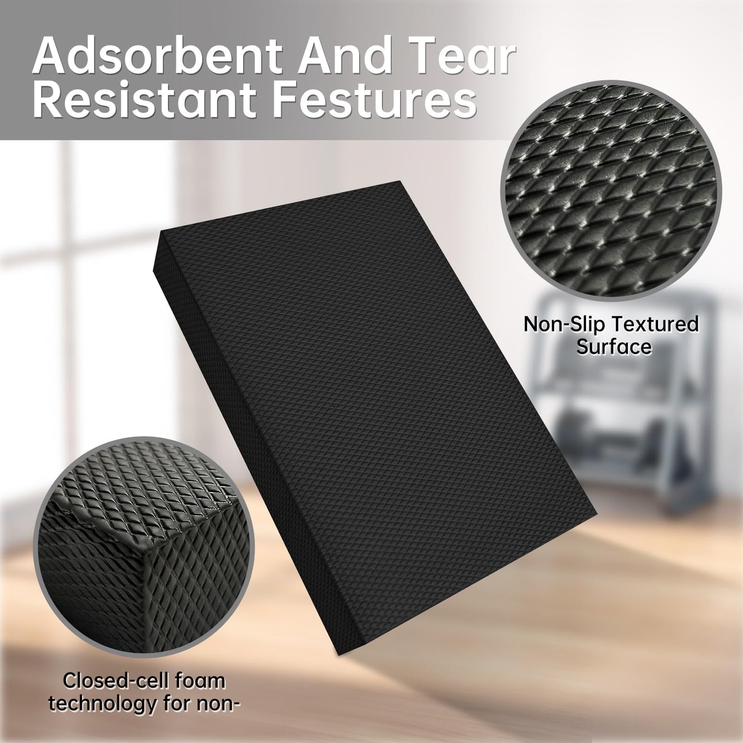 Exercise Balance Pad 19.7" x 15.7" x 2.4"，High-Density Balance Foam Mat for Physical Therapy Equipment & Strength Stability Training, Slip Resistant TPE Mat for Yoga, Pilates, Meditation,Chair Cushion(Black)