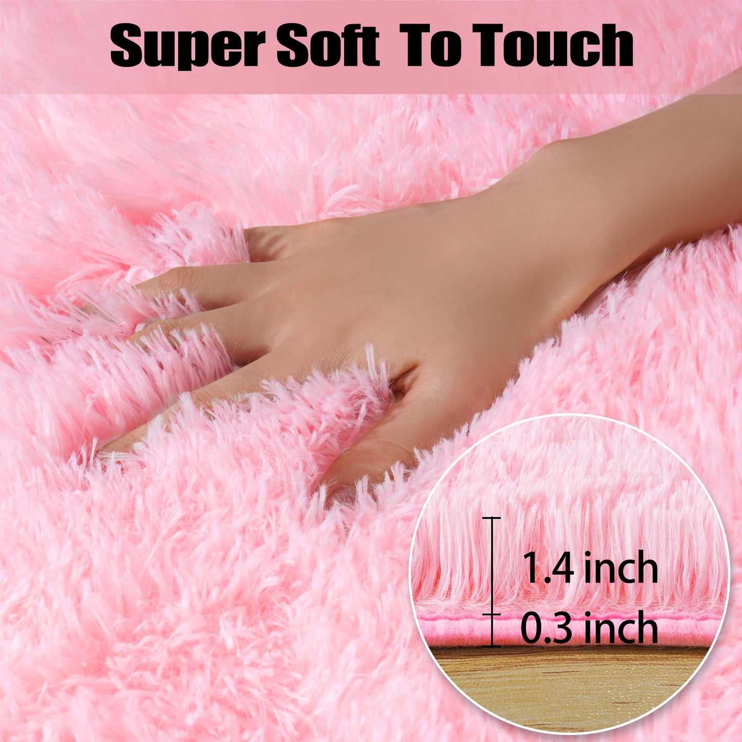 qulint Pink Rugs for Living Room, Large Fluffy 6x9 Area Rugs for Bedroom, Soft Shag Shaggy Carpets for Nursery, Fuzzy Modern Alfombras for Girls Teen Dorm Room Home Decor (6ft x 9ft, Pink)