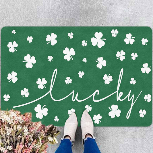 St. Patrick's Day Door Mat For Indoor Outdoor, St. Patrick's Days Spring Clover Welcome Mat Floor Mats Non-Slip Entrance Door Rugs for Indoor Outdoor Home St. Patrick's Days Decor, 18" x 30"Inch