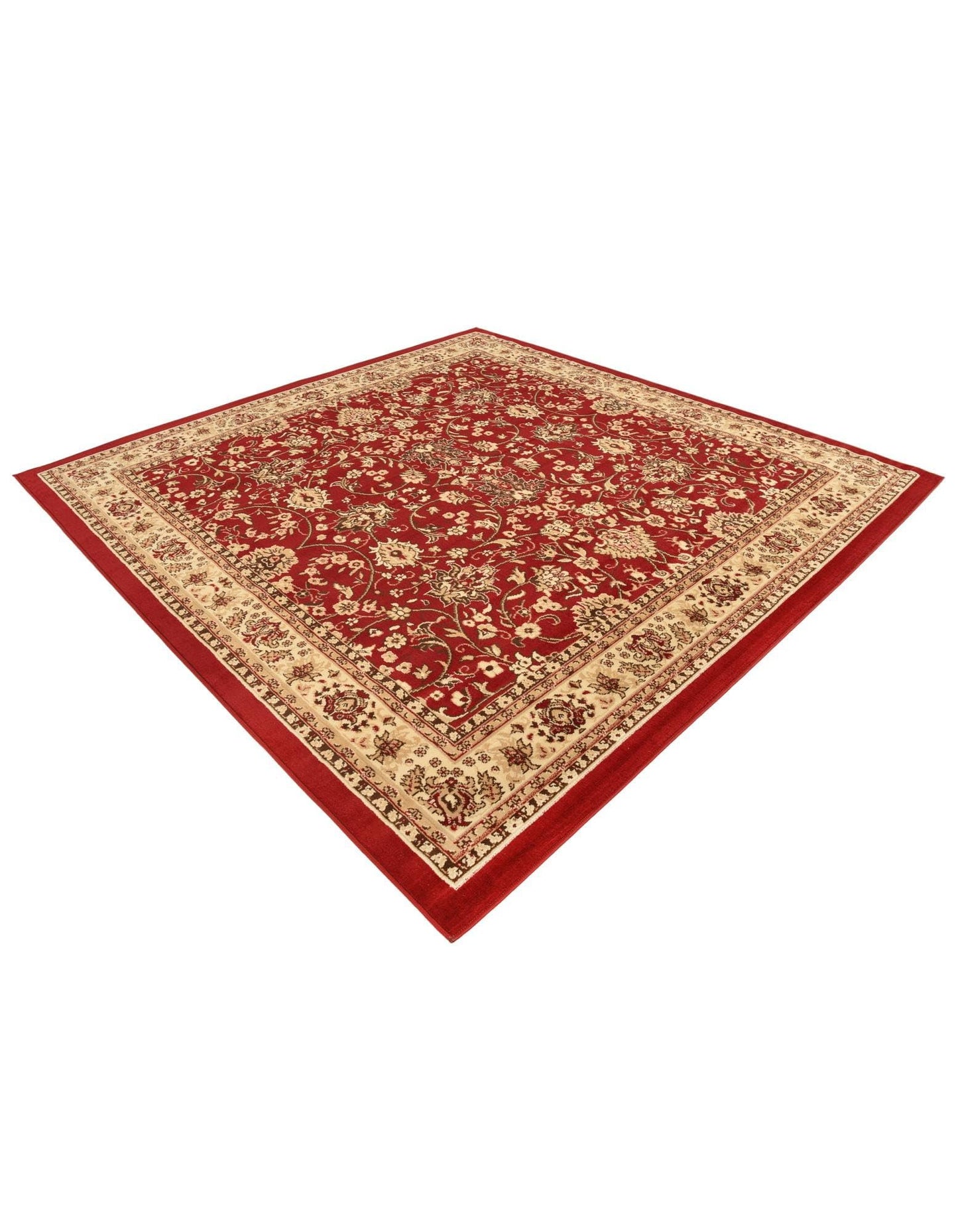 Rugs.com - Yasmin Rug – 8 Ft Square Burgundy Traditional Area Rug – Stain-Resistant, Easy-Clean, Perfect for Living Rooms and Dining Areas