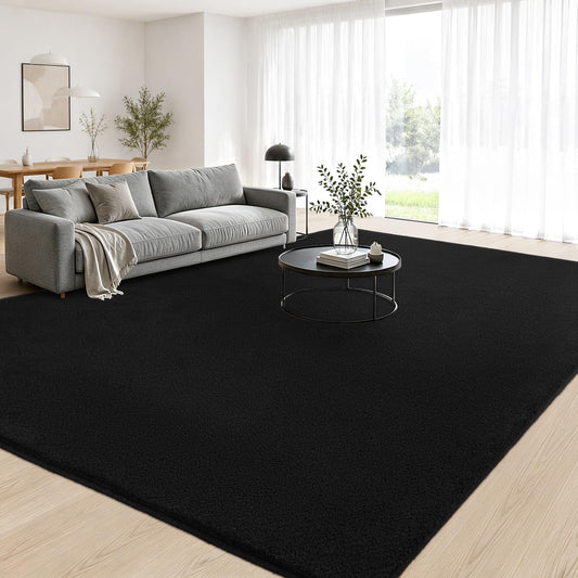 Black Large Area Rugs for Living Room Memory Foam Carpet Non-Slip Washable Rug Perfect Decor for Modern Home 4x6ft