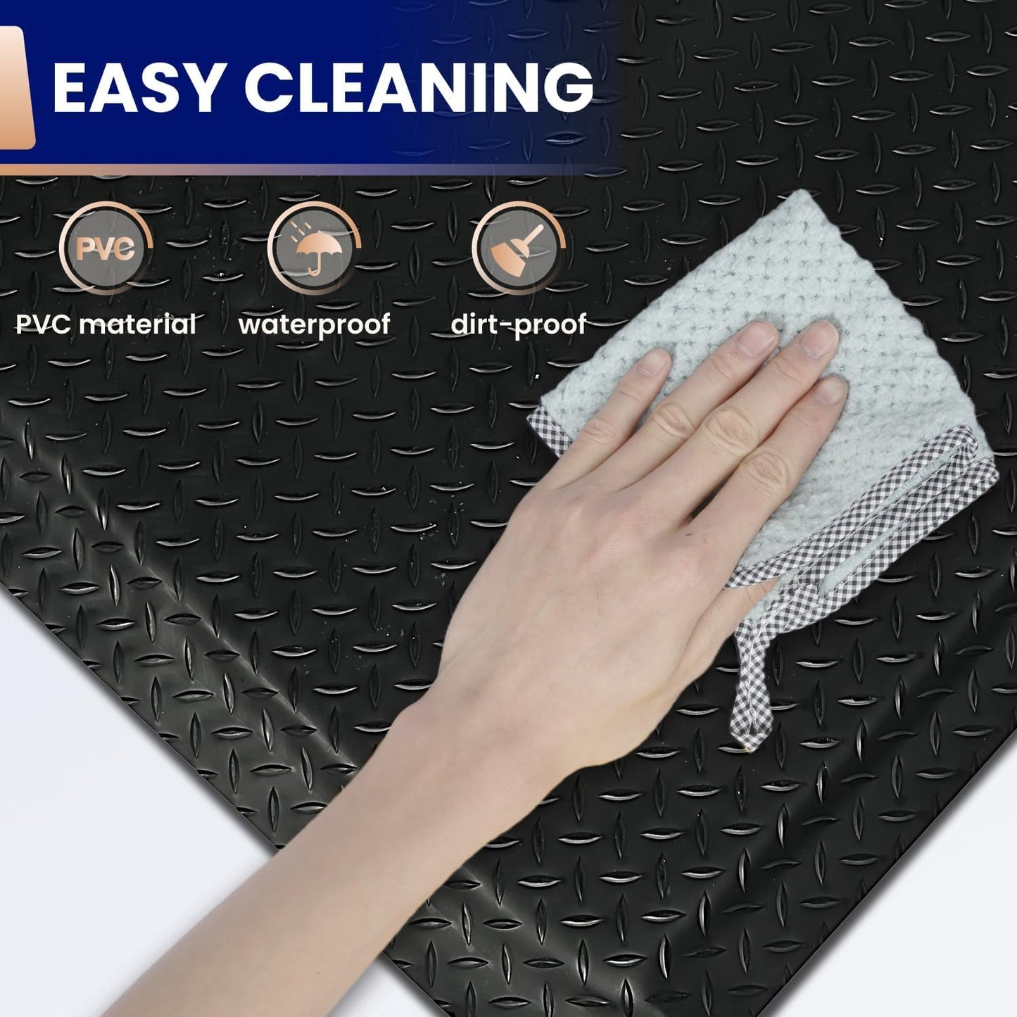 GOCEZIA 3ft x 5ft Anti Fatigue Mat, Industrial Grade Anti Fatigue Ergonomic Standing Mat 15/16" Thick Heavy Duty Workshop Floor Mat for Leg & Back Pain (Black, 3 * 5 ft)