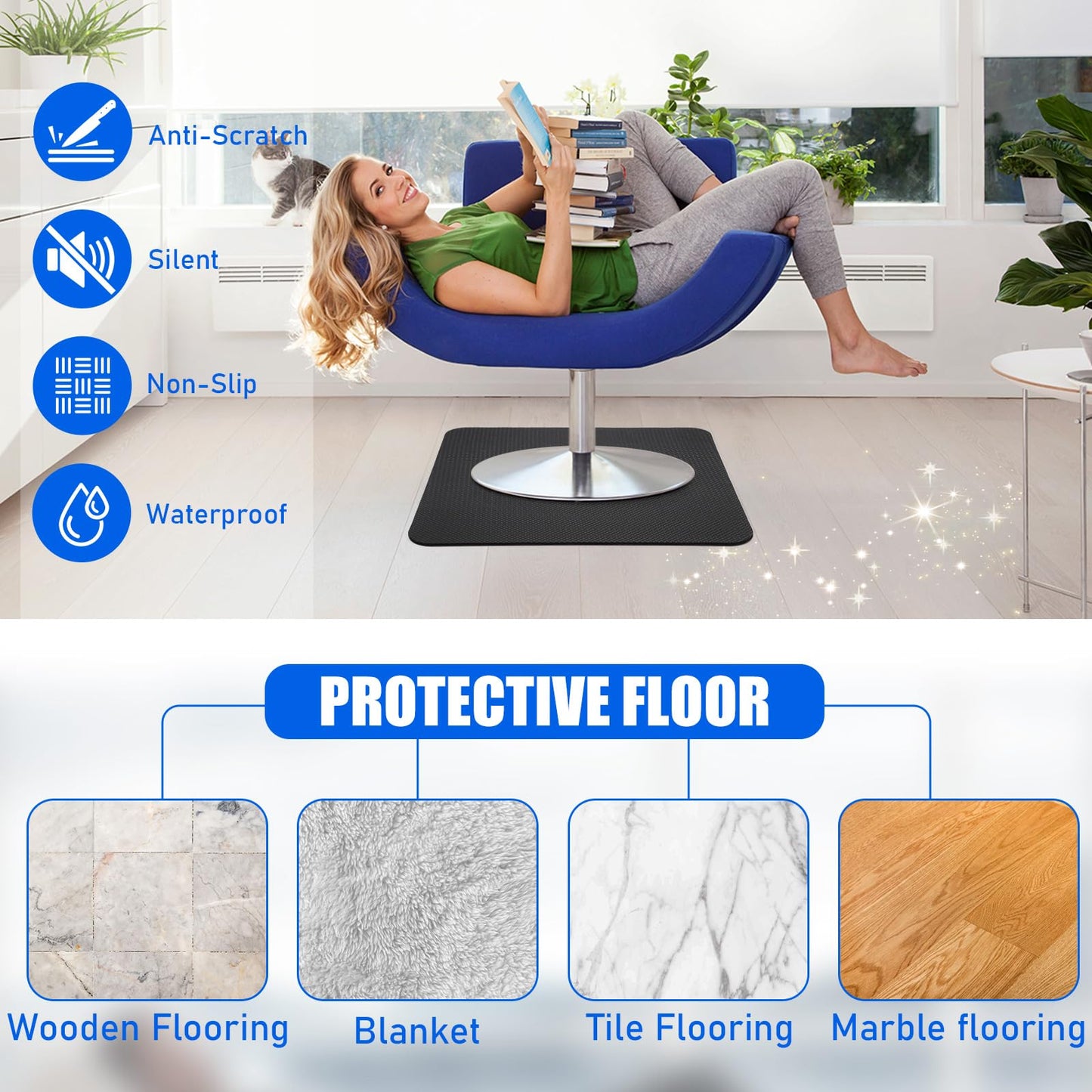 GSDOTZAP Non-Slip Recliner Pad for Hardwood Floors, Premium Recliner Floor Gripper Pad to Keep Furniture from Sliding, Anti Slip Furniture Mat Gripper for Under Recliner Sofa Couches Chairs Carpet