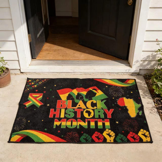 KYMY Black History Month Door Mat – African American February Holiday Welcome Floor Rug 35.4 x 23.6 Inch, Anti-Slip Polyester Fabric Doormat for Black Pride & Juneteenth Indoor Outdoor Entrance Decor