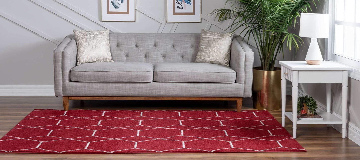 Unique Loom Trellis Frieze Collection Area Rug - Geometric (5' 1" x 8', Red/ Ivory)