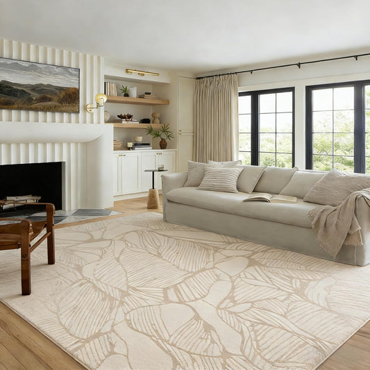 RICKY SERRA 5x7 Area Rug, Machine Washable Living Room Rug - Non-Slip Low Pile Accent Rug for Bedroom, Pet Friendly, Modern Vintage Geometric Design