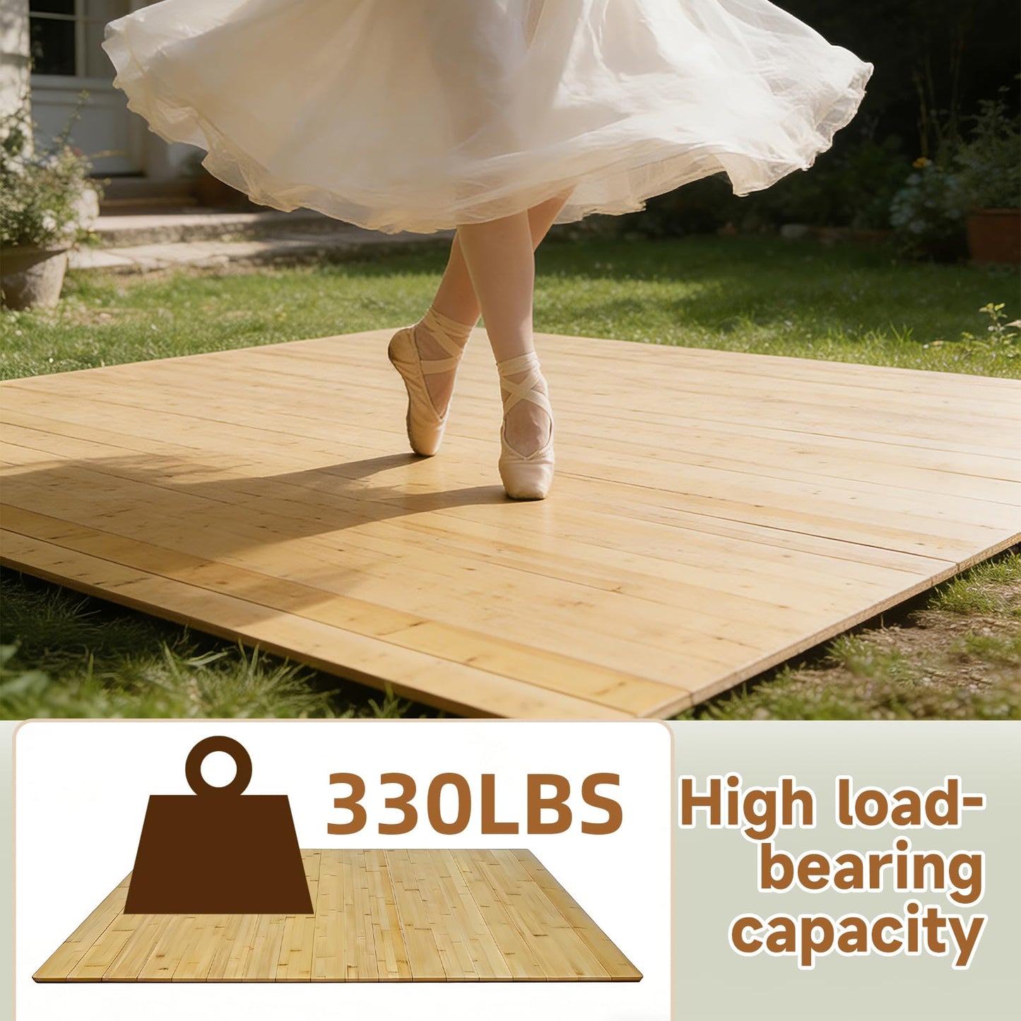 LZALMMS Tap Dance Floor for Any Surface, 48"x38.5" Bamboo Portable Non-Slip Practice Surface with Storage Bag, Noise Reduction for Home & Studio Use