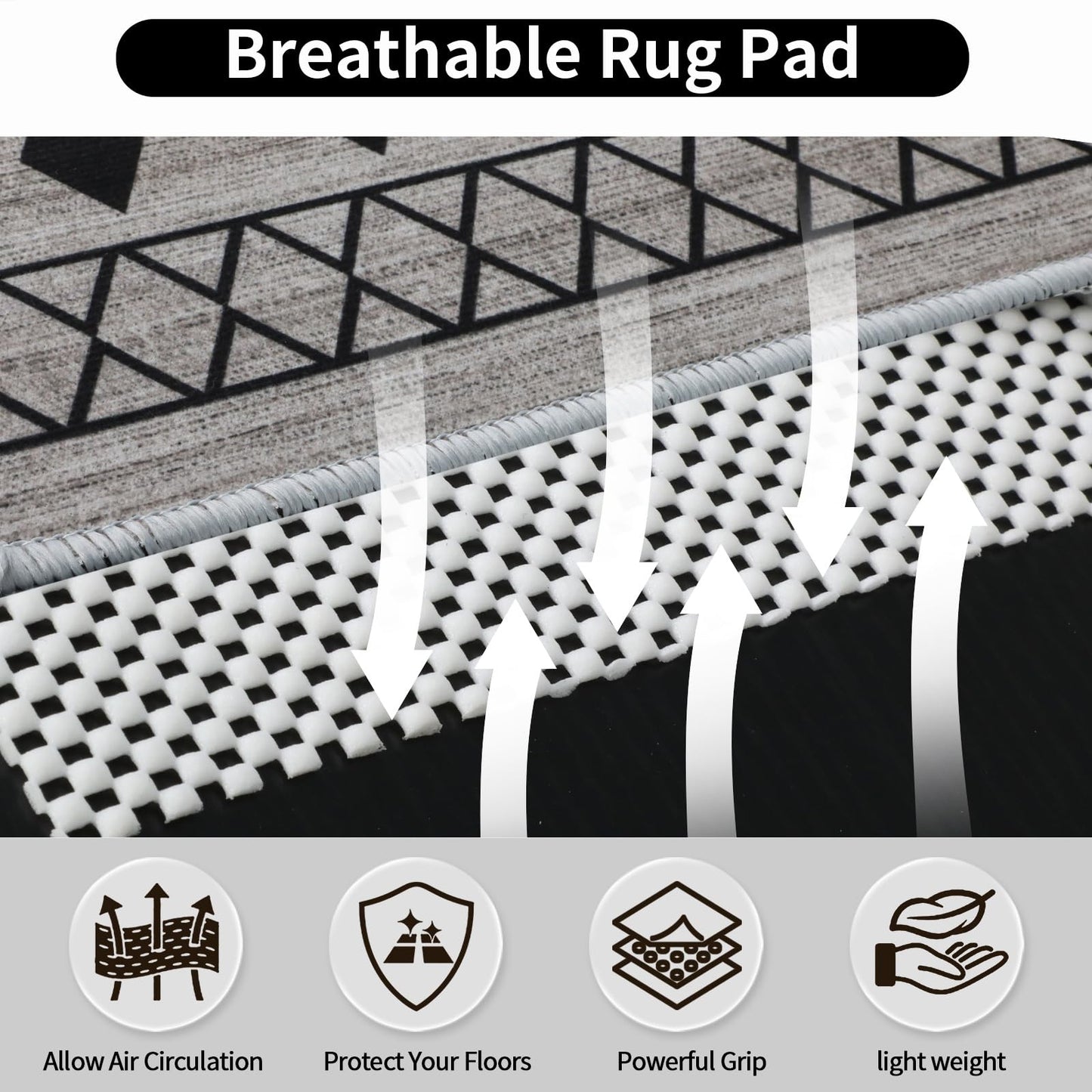 FestiCorp Non Slip Rug Pads 2x3 Ft Non Skid Rug Pad Gripper, Anti-Slip Carpet Rug Mats for Under Rugs and Hard Surface Floors
