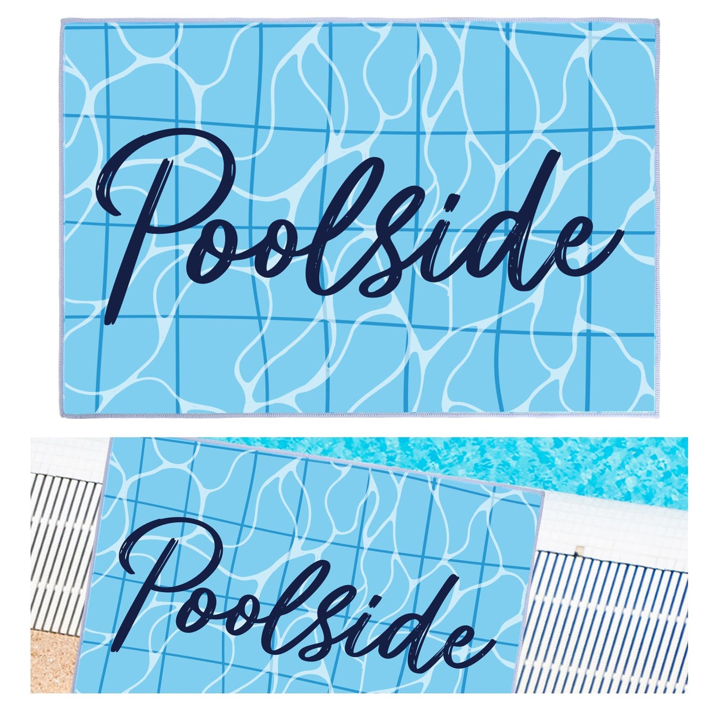 JarThenaAMCS Poolside Mat Blue Wave Pattern Pool Mat Non Slip Pool Deck Rug Waterproof Poolside Floor Pad for Indoor Outdoor Summer Beach Swimming Decorative