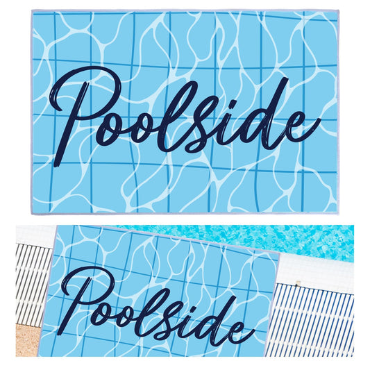 JarThenaAMCS Poolside Mat Blue Wave Pattern Pool Mat Non Slip Pool Deck Rug Waterproof Poolside Floor Pad for Indoor Outdoor Summer Beach Swimming Decorative