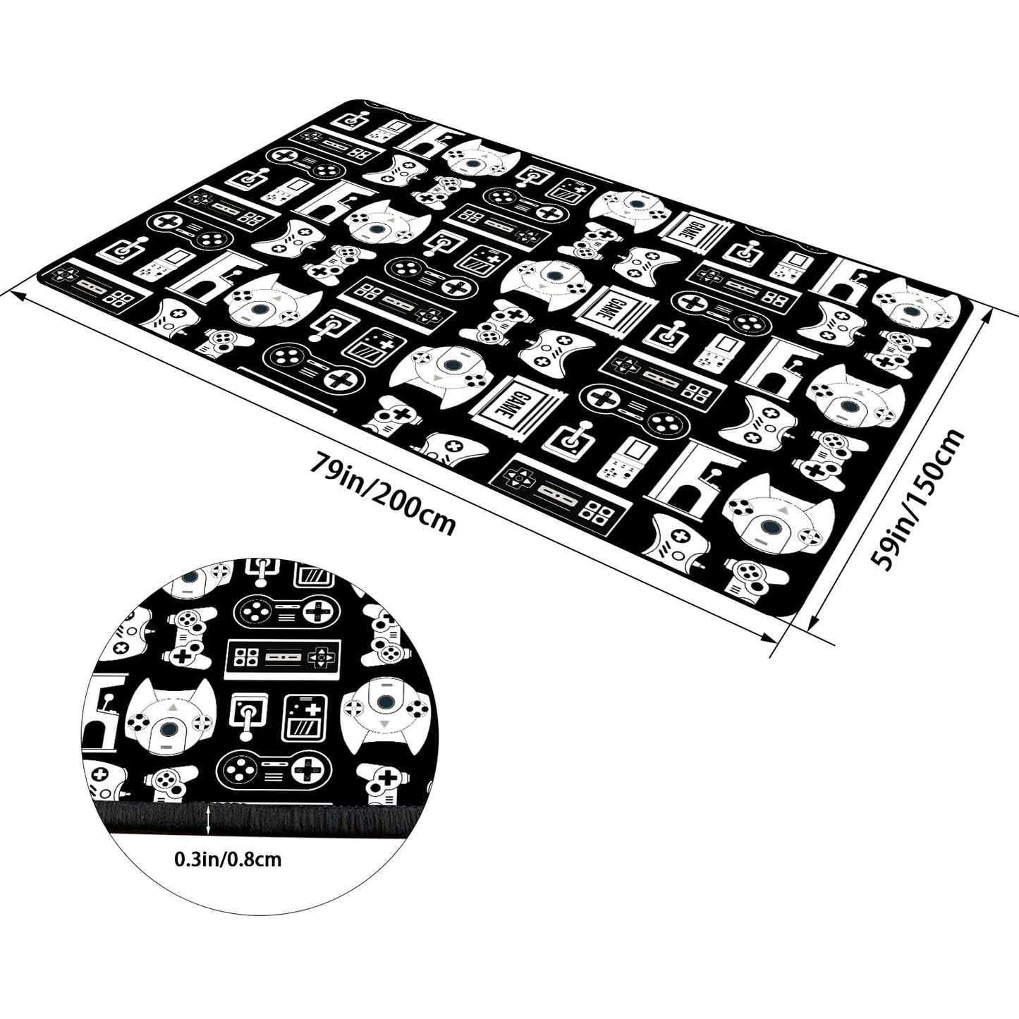 Lacut Game Rug Teen Boys Carpet with Game Controller Decoration, Video Gaming Rugs for Boy’s Bedroom Living Room Playroom, Non-Slip Gamer Carpet Children Gaming Area Rugs (Game 2, 79" x 59")