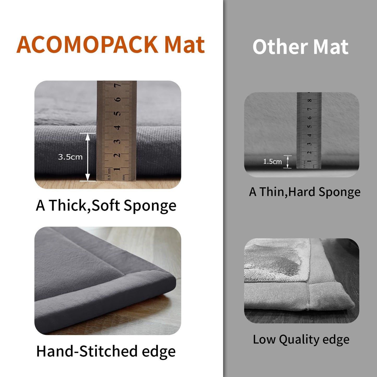 ACOMOPACK Baby Play Mat for Floor,1.3" Thick Memory Foam Area Rug for Living Room,Soft Velvet Crawling with Non-Slip Bottom for Kid,Toddler,79"×118" Tummy Time Nursery Rugs,Yoga（Dark Grey）